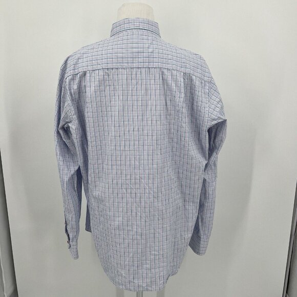 David Donahue Mens Long Sleeve Plaid Button-Up Shirt 100% Cotton - Picture 4 of 8